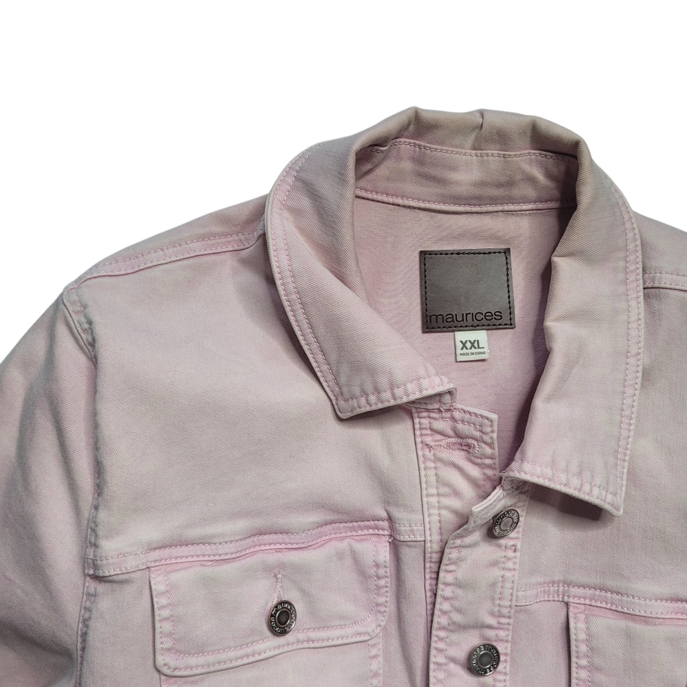 Maurice's Pink Denim-like Long Jacket XXL - Picture 4 of 6